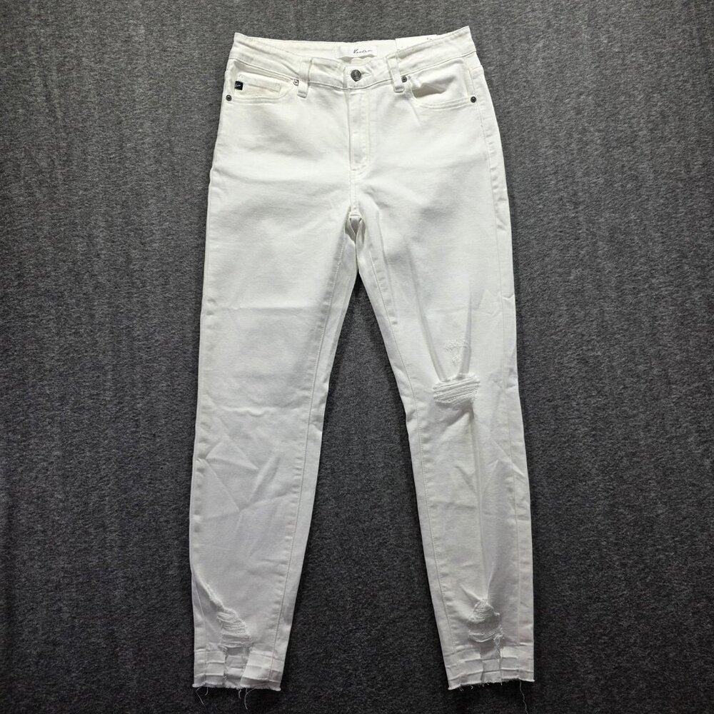 KanCan Jeans Womens 9/28 White High Rise Ankle Skinny Ripped Raw Hem KC7283WT